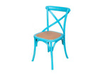 Homzora Harmonie Chair – Solid wood with an antique finish and a blue rattan seat – Perfect for the Homzora Dining Room and Living Room – 48x52x88 cm