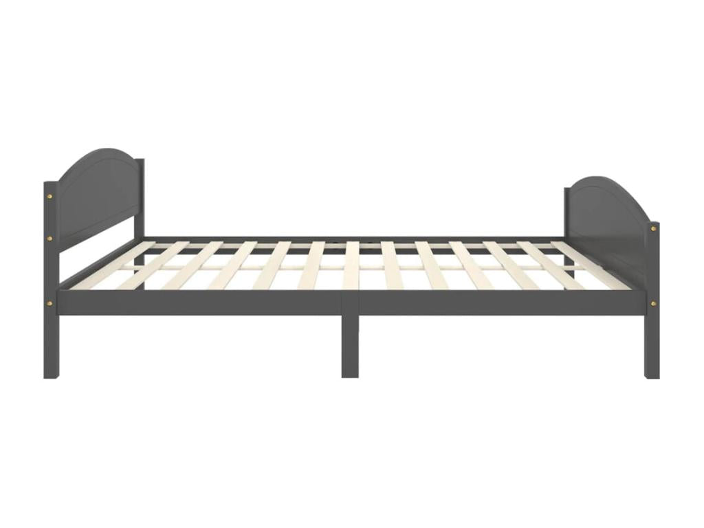 Dark Grey Bed Solid Pine Wood 160x200