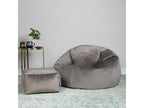 Classic pouf and matching anthracite grey velvet footstool - Homzora