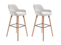 Set of 2 fabric bar stools with beech wood legs - Cream - Homzora