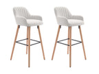 Set of 2 fabric bar stools with beech wood legs - Cream - Homzora
