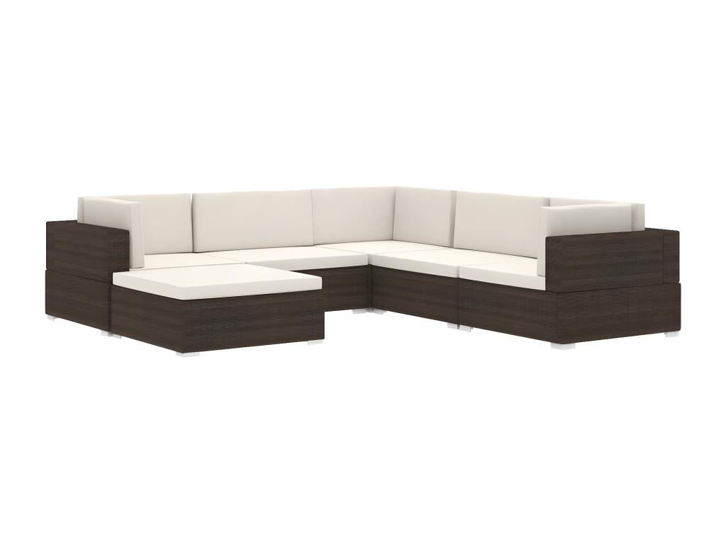 Sectional center seat (1 pc) and cushions, black woven resin