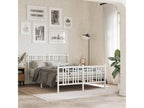 Metal bed frame with headboard and footboard, white, 137x190