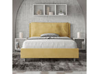 Homzora Large 140x190cm Padded Double Bed without Slatted Base, Ochre Microfiber