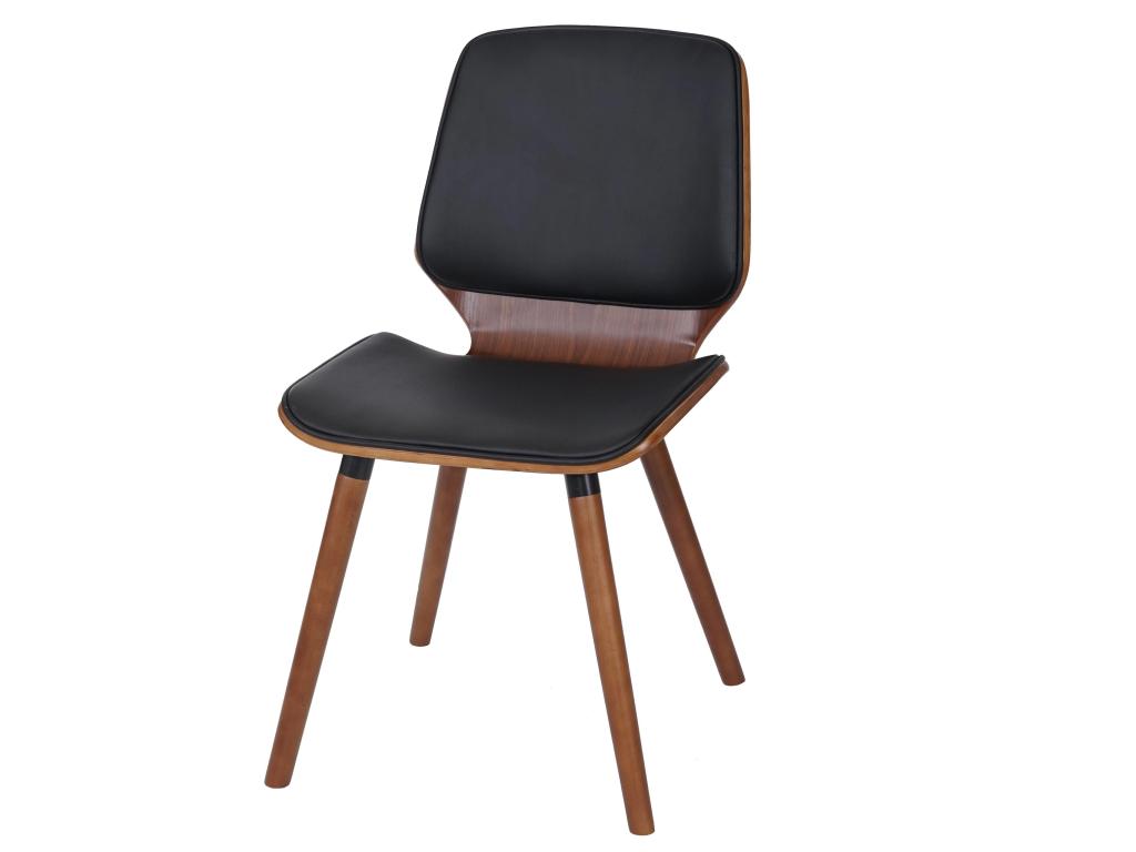 2x Retro Design Bentwood Dining Chairs, Black Synthetic Walnut 04 0000216