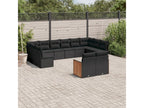 12-piece garden furniture set with cushions, black resin wicker