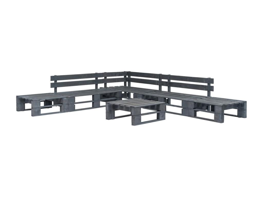 6-piece pallet garden furniture set, wood, grey