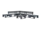 6-piece pallet garden furniture set, wood, grey