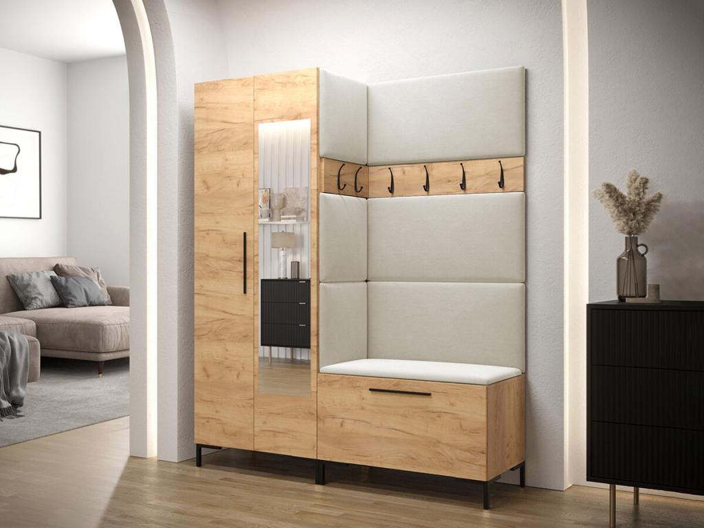 Homzora 107 Hallway Furniture 196x158x46cm Mirror Craft Oak Laminate - Tapestry