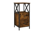 2-piece bedside tables in smoked oak, 34x35.5x70 cm, engineered wood