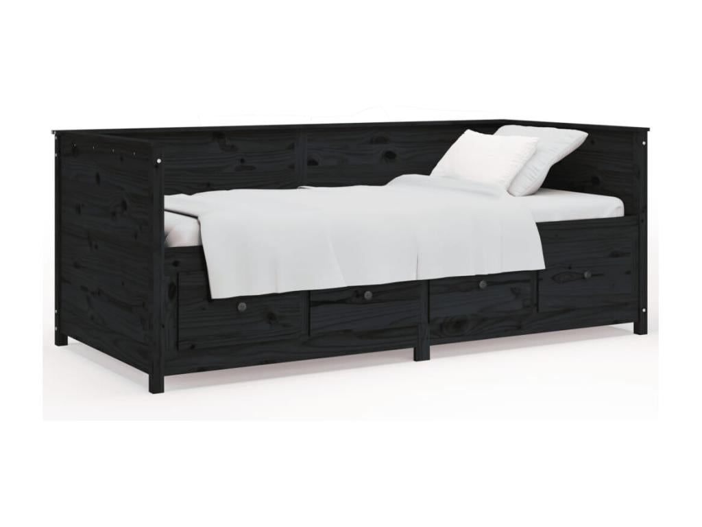 Black daybed 90x200 cm Solid pine wood