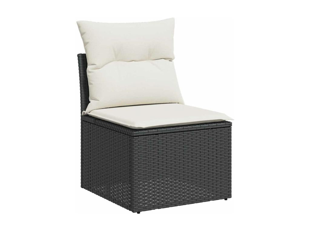 Homzora 6-piece garden furniture set with cushions, black woven resin