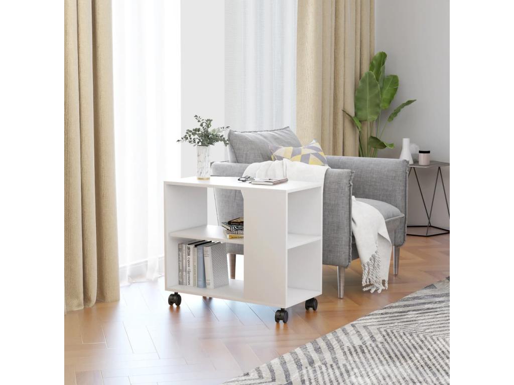 White side table, 70x35x55 cm, engineered wood