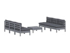7-piece garden furniture set with cushions, anthracite pine wood