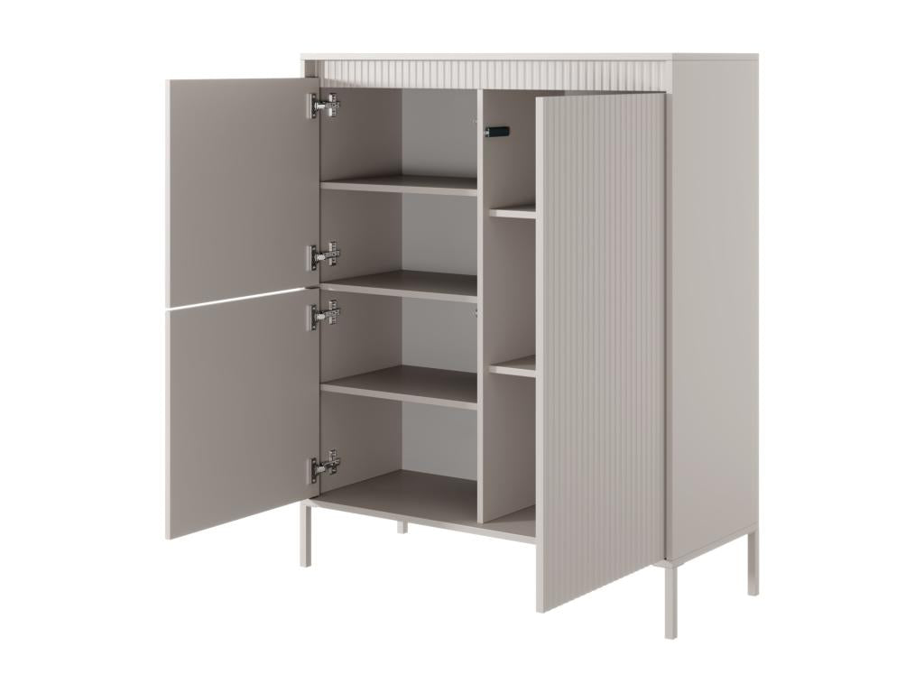 High three-door chest of drawers - 104 cm - with milled front - beige - Homzora