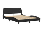 Bed frame with Homzoraères LED lights, black, 140x190 cm, faux leather