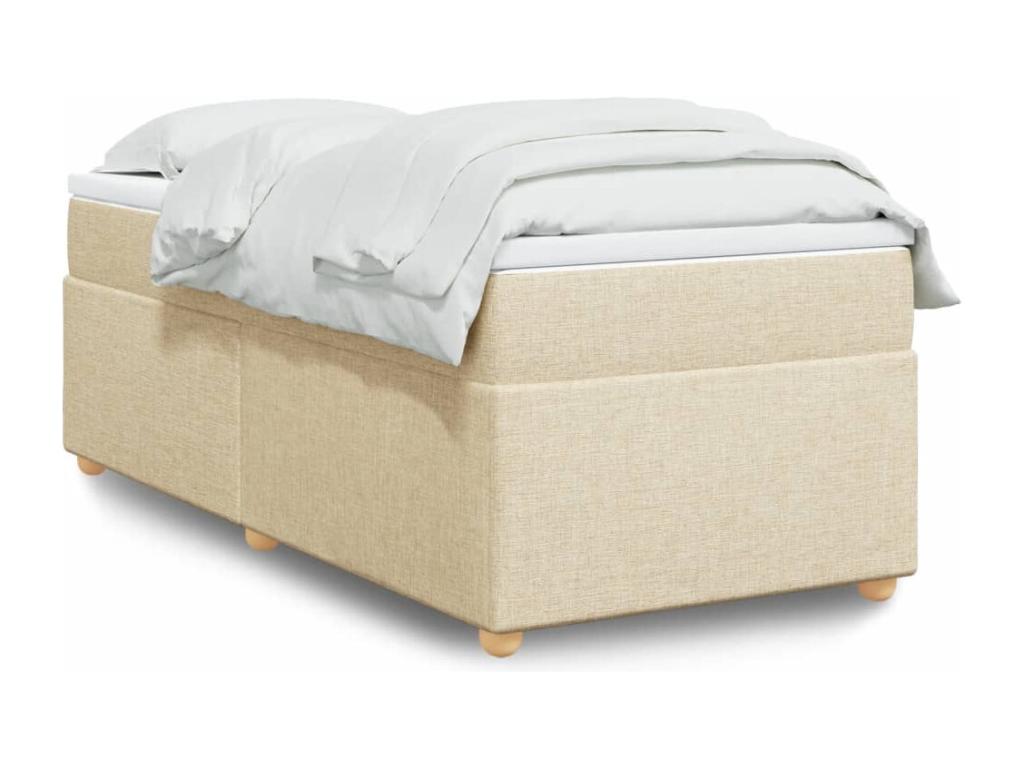 Homzora bed base with mattress, Cream, 100x200 cm, Fabric