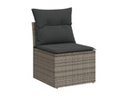 4-piece garden furniture set with grey resin wicker cushions