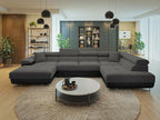 Homzora Eliferu 103 Grey Corner Sofa with Sleeping Function and Bedding Box, 346cm