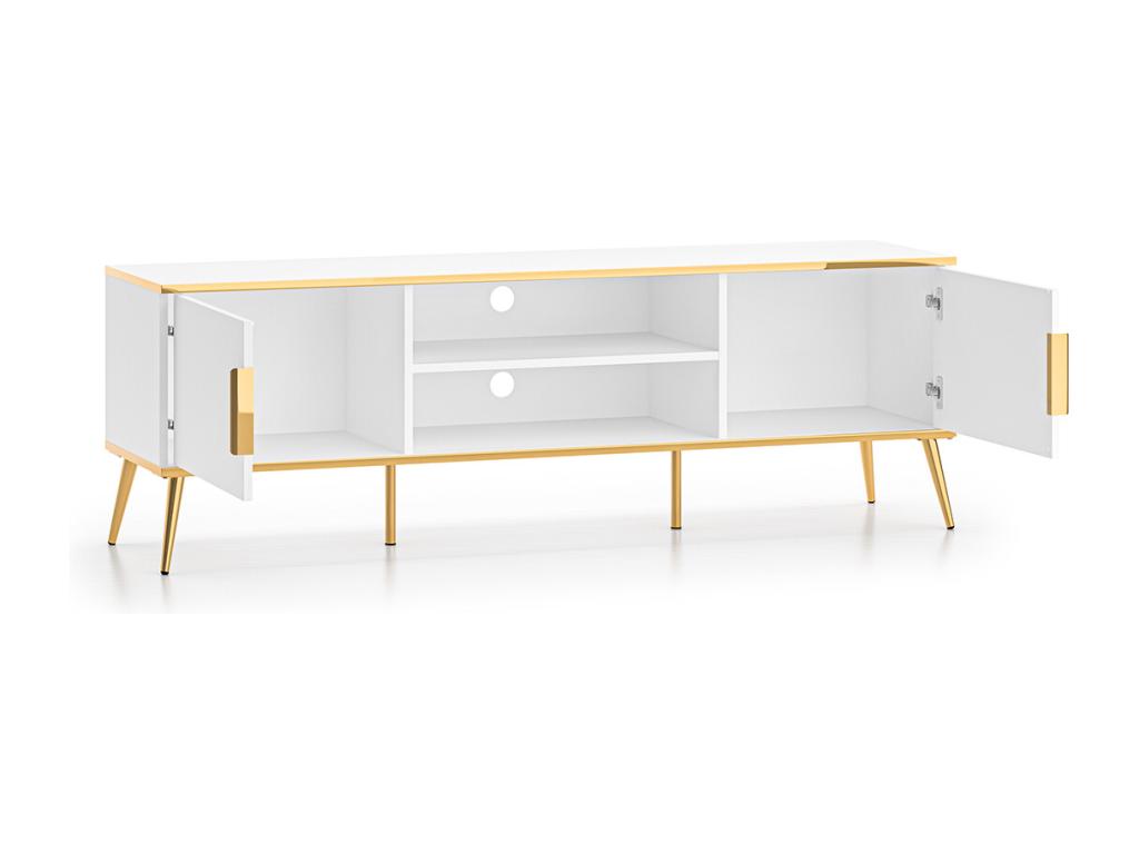 Homzora 2-Door TV Stand 160cm White and Gold