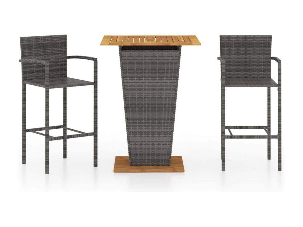 3-piece garden bar set, grey