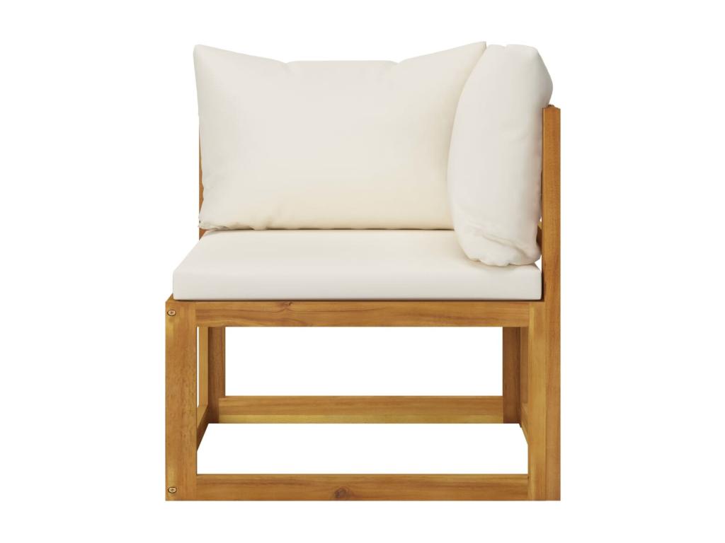 5-piece garden furniture set with cushions, cream color, solid Homzora wood