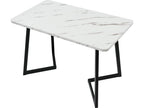 Dining table - marble effect top - black metal legs - 117x68cm - White / Black