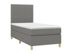 Upholstered bed base with mattress and LED lighting, dark grey, 90x200cm, fabric