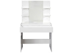 Dressing table with mirror, matte white finish - W- 85 x H- 141 x D- 40 cm