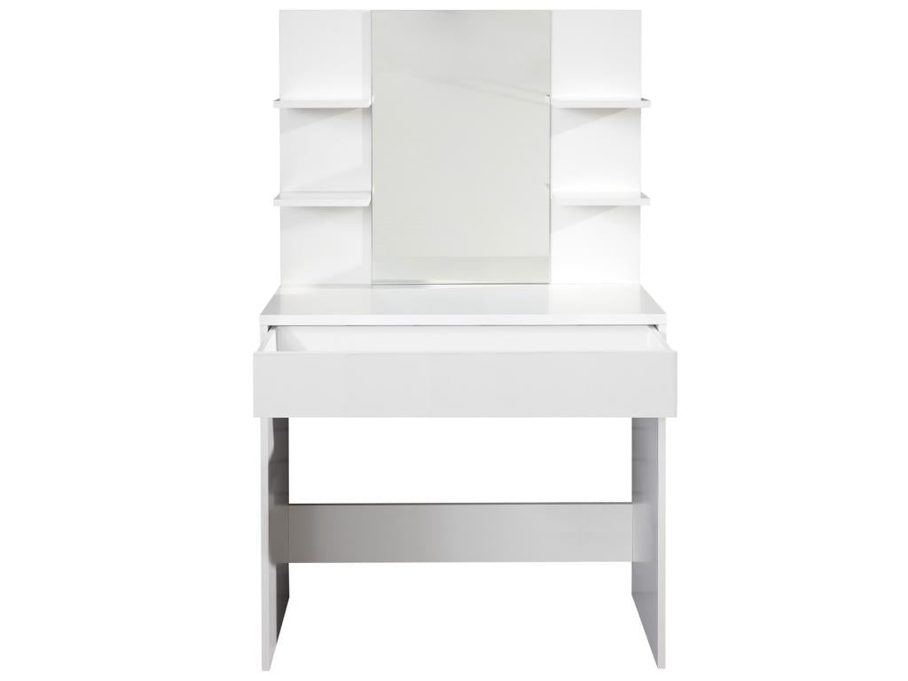 Dressing table with mirror, matte white finish - W- 85 x H- 141 x D- 40 cm