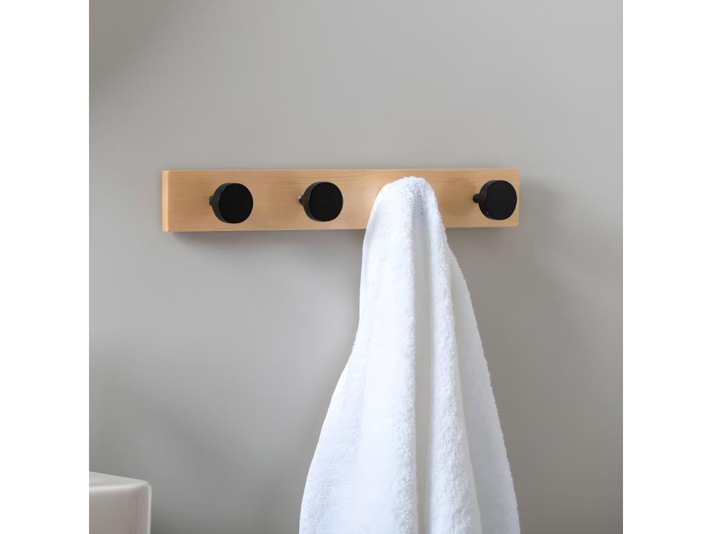 Homzora Black 4 Hook Coat Rack Knobs