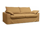Homzora 3-seater ochre linen fabric sofa
