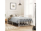 Metal bed frame without mattress and white bed legs, 100x200 cm