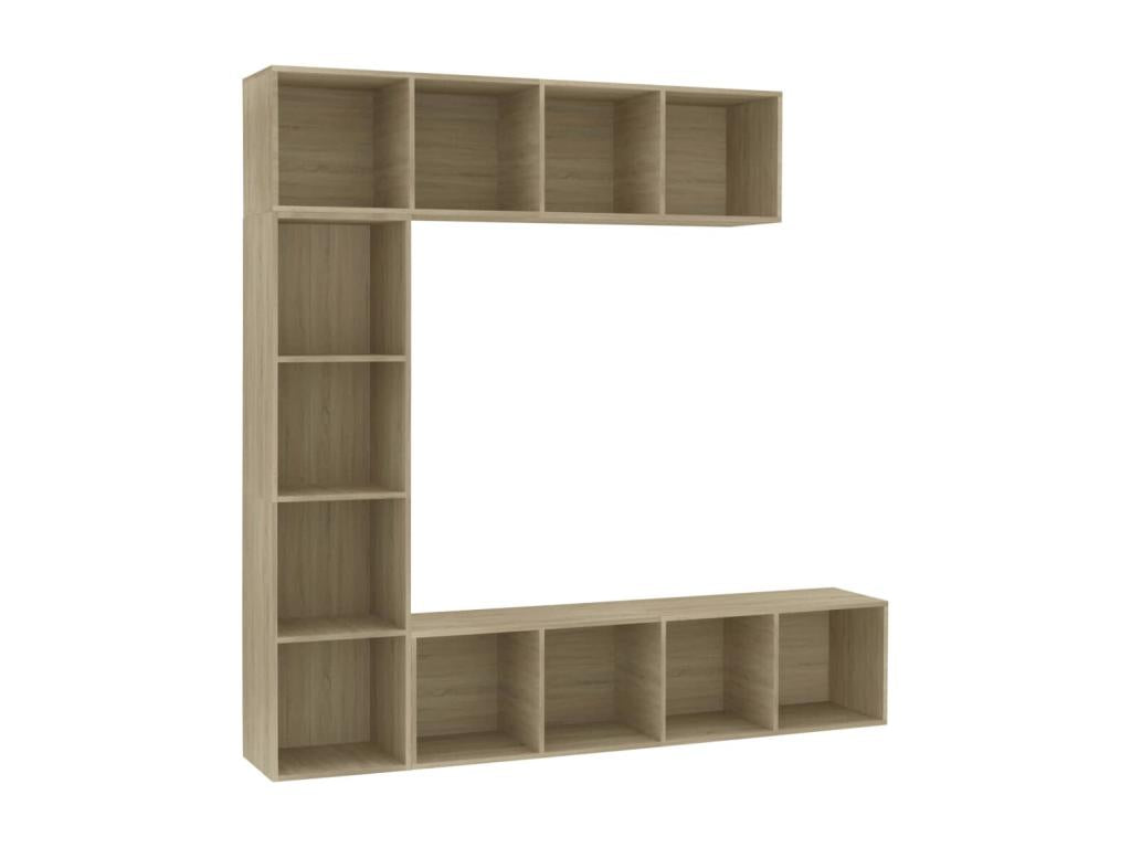 3-piece bookcase/TV unit set, Doucezen Oak, 180x30x180 cm