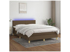 Homzora bed base with mattress and LED light, dark brown, 140x190