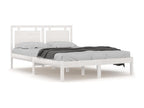 Bed frame without white mattress 120x190 cm solid wood