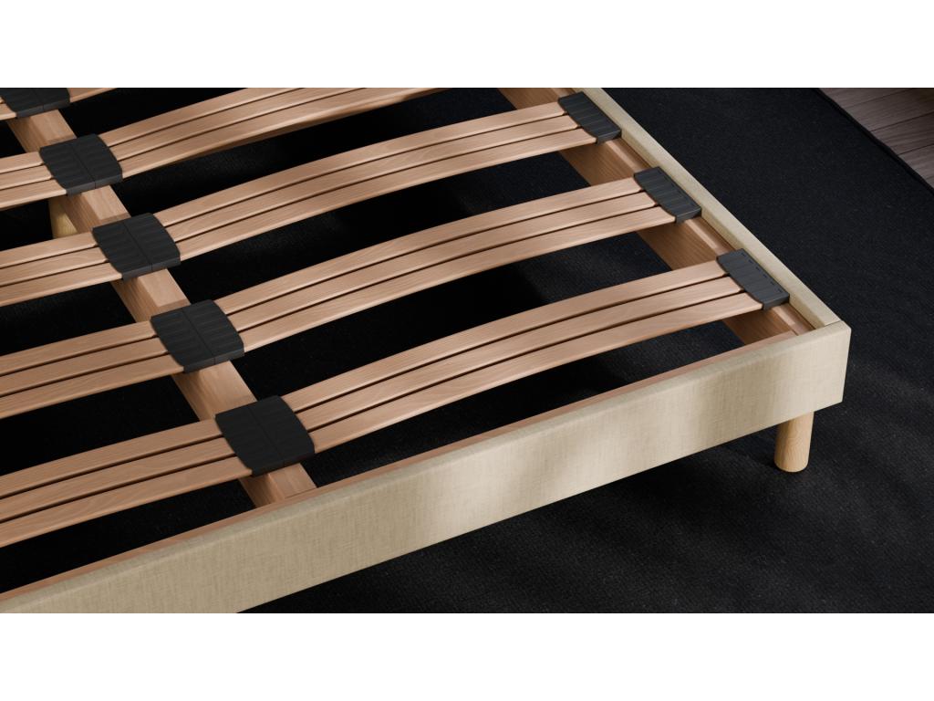 Homzora 90x200 cm Bed Base - High-Quality Solid Spruce Wood Structure - Beige - Quiet, Comfortable, and Durable - Homzora