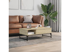 Homzora oak coffee table 100x50x35 engineered wood and metal