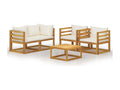 5-piece garden furniture set with cushions, cream color, solid Homzora wood