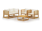 5-piece garden furniture set with cushions, cream color, solid Homzora wood