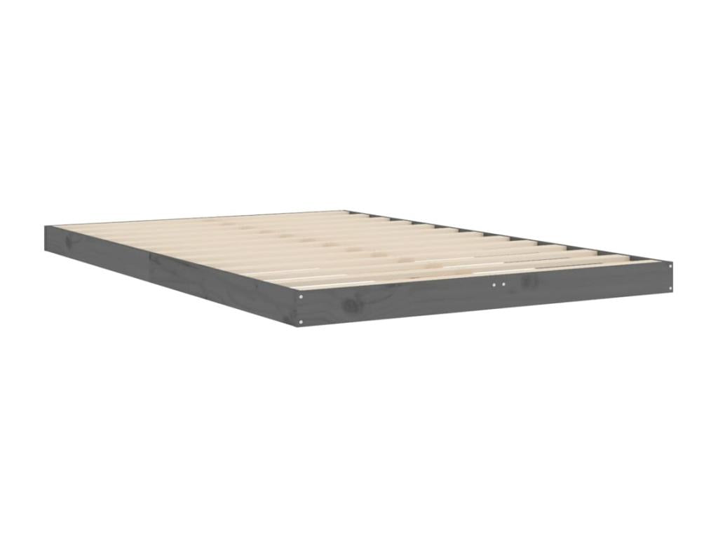 Grey Bed Frame 120x190 cm Solid Pine Wood Small Double