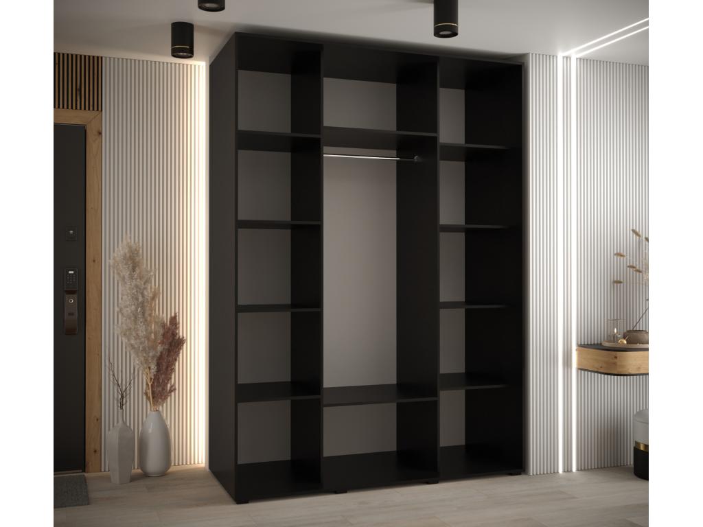 Homzora 3-Door Sliding Wardrobe 235.2/170/60 3 Doors Black/White/Black