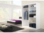 Homzora 150cm White Bedroom Wardrobe with 2 Sliding Doors, Matte White and Black Lacquered