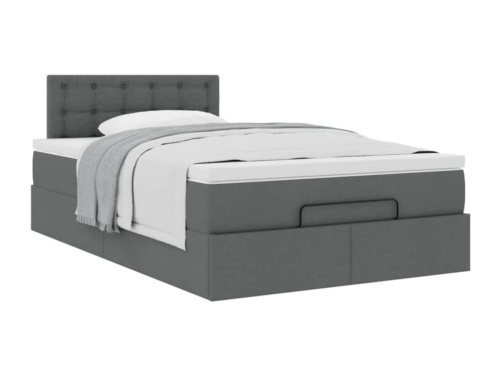 Ottoman bed frame with dark grey mattress 120x190 cm fabric