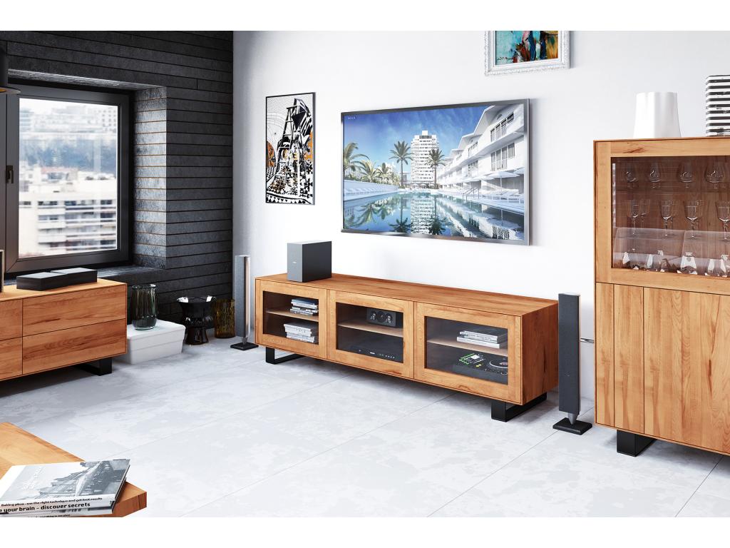 Homzora - TV stand in heartwood beech with a natural oil finish