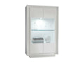 Homzora 2-door LED display cabinet in glossy white lacquered wood, 106cm wide