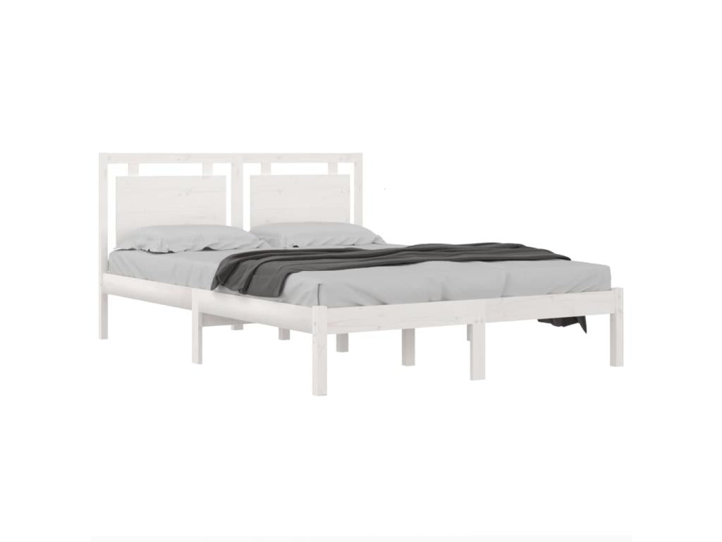 Bed frame without white mattress 120x190 cm solid wood