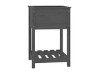 Planter with shelf, Grey, 54x54x81 cm, Solid pine wood