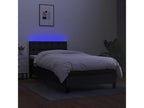 Upholstered bed base with mattress and LED, black, 80x200cm, fabric