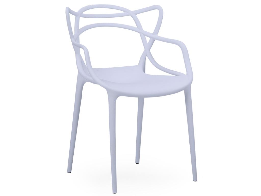 Set of 4 Homzora-shaped chairs in white polypropylene - Length 55 x Depth 55 x Height 83 cm